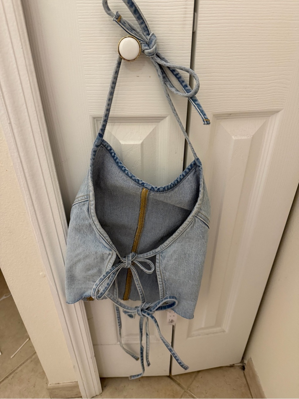 PINK Victoria's Secret Light Blue Denim Halter Tunic